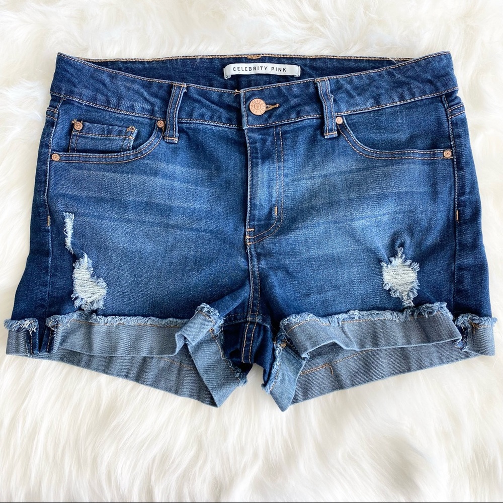 CELEBRITY PINK Distressed Jean Shorts Size 9 Juniors